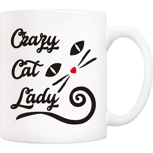 Christmas Gifts Funny Coffee Mug Crazy Cat Lady 11Oz Novelty Ceramic Cup