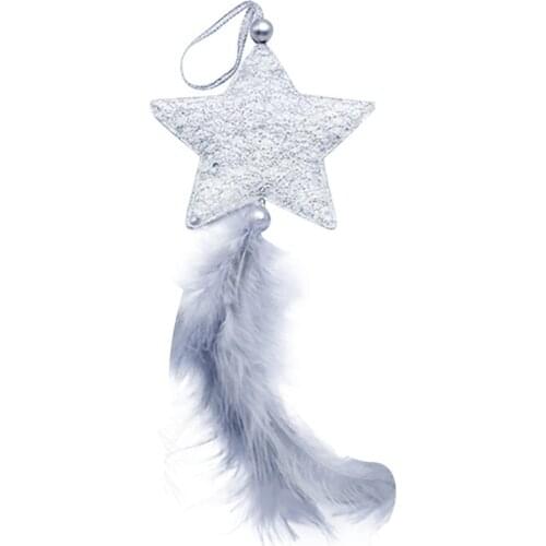 Christmas Ornaments Five-pointed Star Love Feather Pendant Christmas Tree Pendant Hanging For Home Ornament
