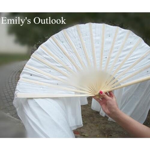 75cm 120cm 150cm 180cm 210cm Handmade Light Silk Fan Veils White Dance Fans For Yangko Dance Christian Dance Free Shipping