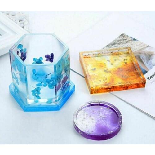 DIY Crystal Epoxy Tea Coaster Silicone Mould For Mold Made From Ashtray Coaster Flexible Silicone Mold Crafts Clay Resin Mould