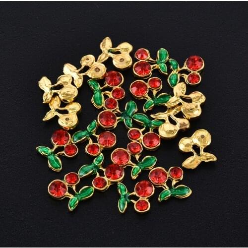 Sweet 10pcs/pack Cherry Alloy Decoration Nails Art Rhinestones 3d Nail Jewelry Nail Art Decorations Red Nail Supplies