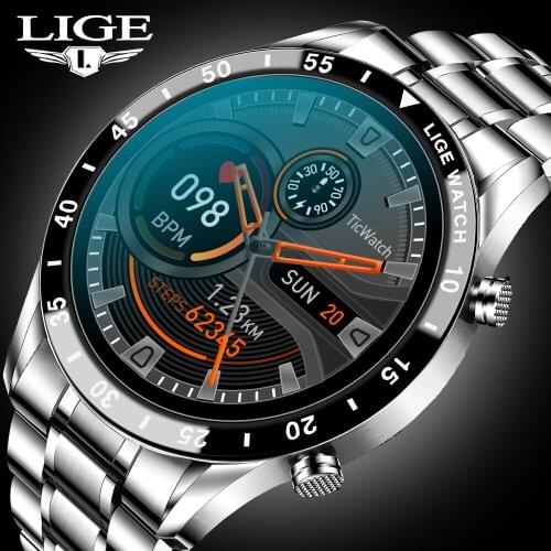LIGE Bluetooth Phone Steel Smart Watch Men Waterproof Sports Fitness Watch Health Tracker Weather Display New smartwatch Woman