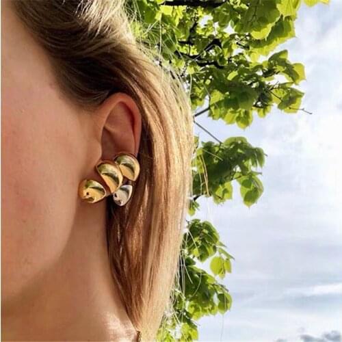 SRCOI Simple Ear Cuffs Without Piercing Hip Hop Earrings Punk Metal Gold Silver Color Geometric Clip Earrings For Women Party