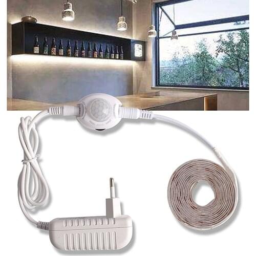 Under Cabinet LED Lights with Motion Sensor Closet Light LED Strip 12V Waterproof Cupboard Wardrobe Bed Lamp 220 EU Power Supply