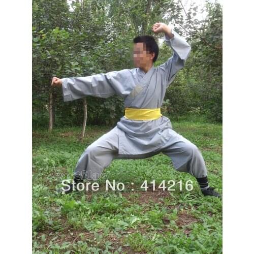 Unisex adult&children kids COTTON Martial arts kung fu wushu suits wing chun zen shaolin monks uniforms clothes gray