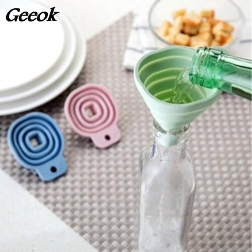 Funnel Kitchen Accessories Silicone Mold Telescopic Funnel Foldable Liquid Dispenser Kitchen Gadgets Tools Silicon Hopper