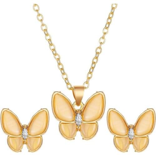 High Grade Butterfly goldfish Pendant Jewelry Set For Women Girls Fashion Animal charms Earrings Necklace Party Gifts