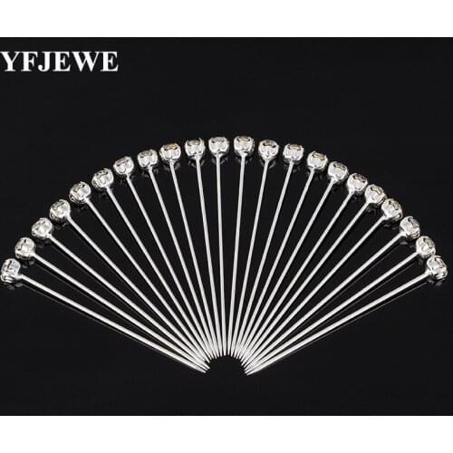 YFJEWE Women Fashion Handmade Dress Pins Round Crystal Head Dressmaking Pins Weddings Corsage Florists Sewing 72Pcs/Box H007