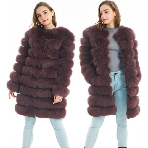 Maomaokong Womens natural fur Real fox coat Winter womens jacket Coat vest Girls leather fashion