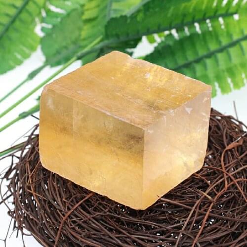 1pcs Natural Transparent Yellow Optical Calcite Crystal Tumbled Stone Mineral Rough Specimen