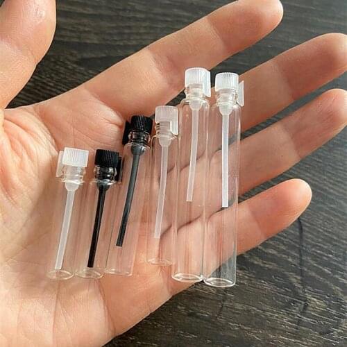 10pcs/lot 1ML 2ML 3ML Glass Bottle Sample Perfume Empty Bottles Glass Vial Small Oil Bottle Black/White