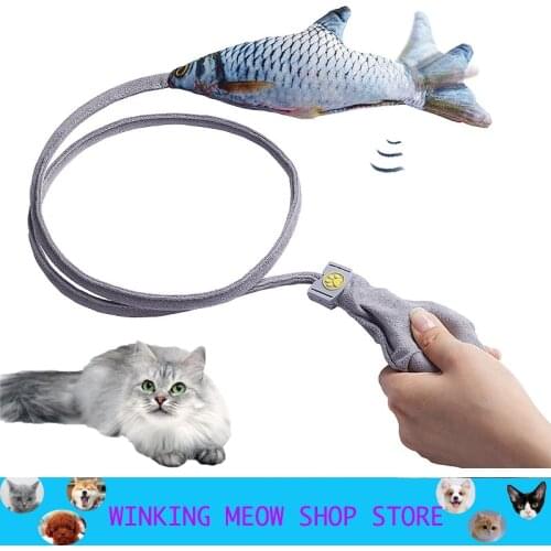 2021 New Pet Interactive Toys Cat ExtrusionTail Wagging Simulation Fish Plush Gasbag Puppy Throwing Toys Accessories Supplies