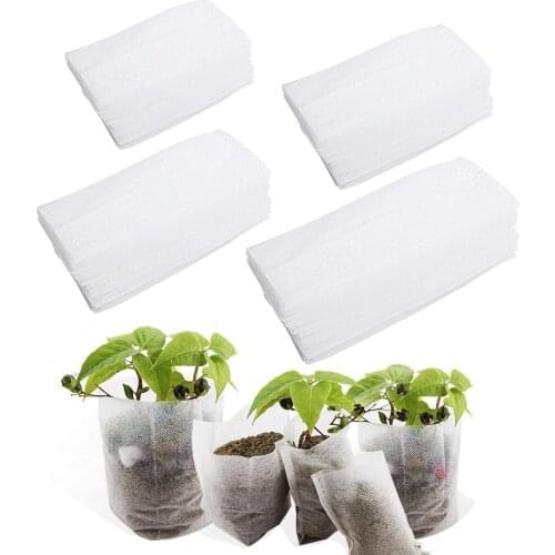 400 PCS 4 Size Biodegradable Non-Woven Nursery Bags Plant Grow Bags Fabric Seedling Pots Plants Pouch Home Garden Supply