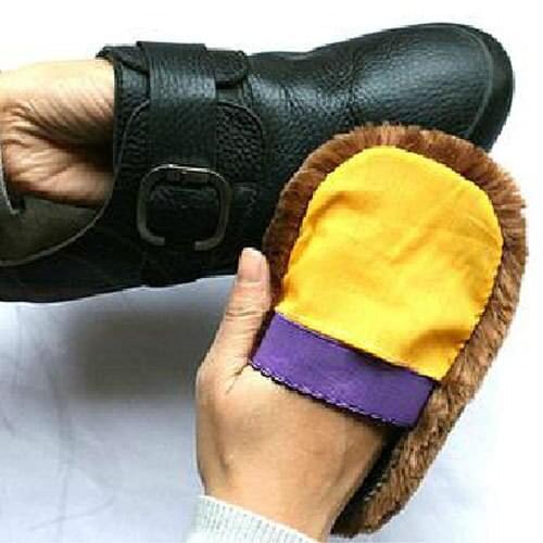 5 X Soft Wool Polishing Shoes Clean Cleaning Gloves Shoe Care Brush Home#33521