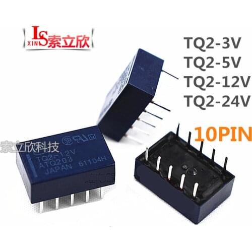 5PCS/lot NEW Signal relay TQ2-3V TQ2-5V TQ2-12V TQ2-24V TQ2 12V TQ2/24VDC 5VDC 1A 10PIN Two open and closed