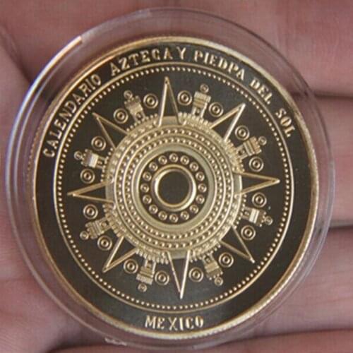 5 pcs The Brand new Mayan aztec calendar badge silver plated 40 mm Mexico souvenir decoration collectible coin