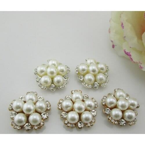 5pcs Pearl Rhinestone Embellishments Buttons Flatback Decorative For Handicraft Bowknot Flower Decoration DIY Craft Supplies