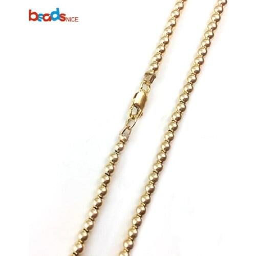 Beadsnice Gold Filled Choker 3mm Beaded Chain Necklace for Women Dainty Jewelry Gift for Her ID39911