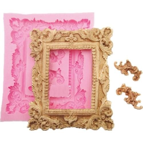Big Victorian Embellishment Frame Silicone Cake Mold Fondant Molds Cupcake Mould Soap Mold ChocolateConfeitaria E736