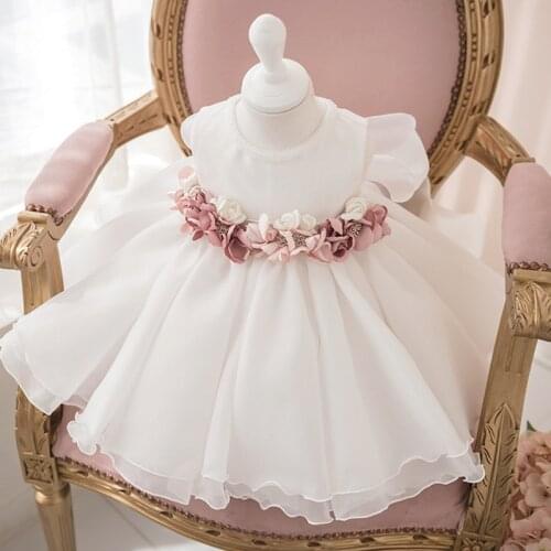 Baby girls birthday party dress for girl kids Flower Girl Wedding Party banquet first party flower dress vestidos de fiesta