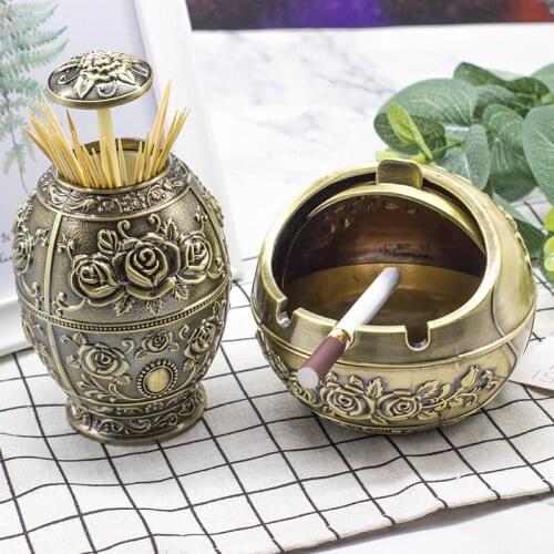 European ashtray creative personality trend multifunctional round fashion with cover windproof plus size lovely home living room
