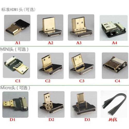 FPV Micro HDMI Mini HDMI 90 degree Adapter 5cm-100cm FPC Ribbon Flat HDMI Cable Pitch 20pin for Multicopter Aerial Photography