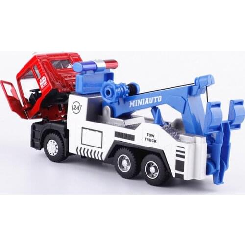 Imitation engineering car model, 1: 50 alloy pull back road rescue car toys, music flash toy vehicles, free shipping