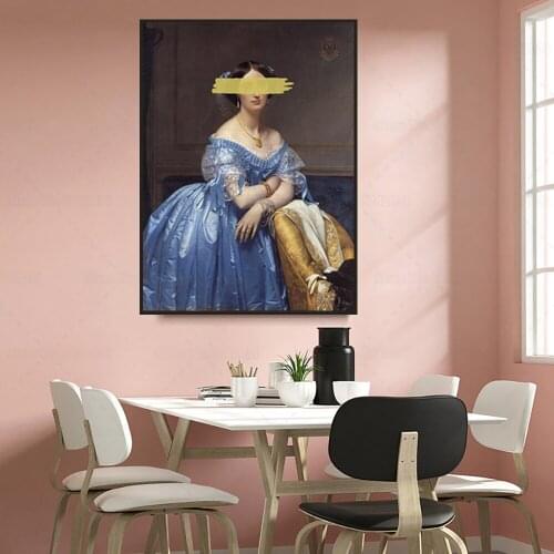 Aesthetic Portrait Poster La Princesse De Broglie Canvas Painting By Jean Auguste Dominique Ingres Wall Art for Home Decor