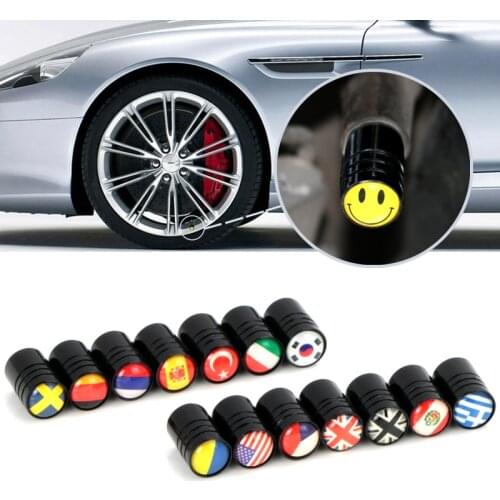 4pcs/set Car Motorcycle Bicycle Automobiles Wheel Tire Valve Caps Dust Cover metal national flag emblem car accessories