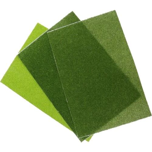 3 Pieces Artificial Grass Mat Turf Model Diorama Landscape Layout Lawn