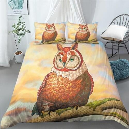 Home Living Luxury 3D Owl Print 2/3Pcs Comfortable Duvet Cover PillowCase Bedding Sets Queen and King EU/US/AU Size