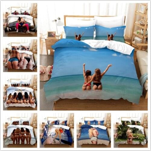 Bikini beauty 3D printed bedding sets duvet cover and pillowcase home textiles luxury bedding set 3d digital printing