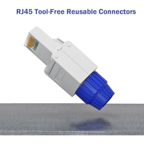 RJ45 Cat6A/Cat7 Connectors Tool-Free Reusable Shielded Ethernet Termination Plugs, Internet Plug for Gigabit LAN Cable