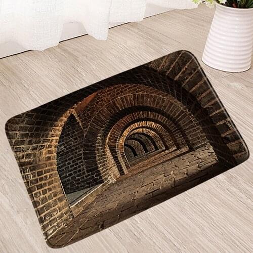 Retro Arched Door Bath Mat Building Landscape Absorbent Shower Toilet Kitchen Carpet Douche Doormat Bathroom Rugs Non-Slip Mats