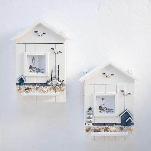 Mediterranean Ocean Keys Box Solid Wood Creative Wall Mounted Holders Practical Convenient Key Holder Storage Box Cabinet