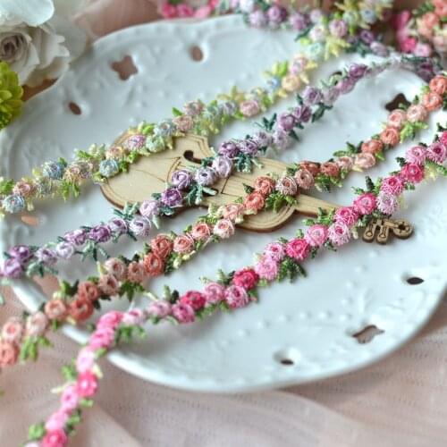 10yard Color gradient rose lace accessories floral small fresh water-soluble lace embroidery clothing material