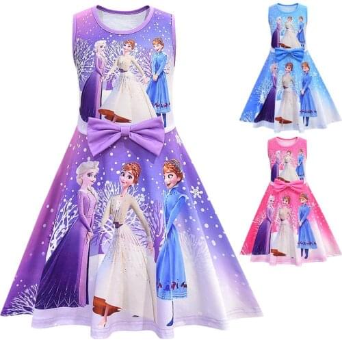 Fashion 2020 Girls Dresses For Anna Elsa Princess Kids Dress Children Snow Queen Girl Birthday Party Vestidos Baby Dress