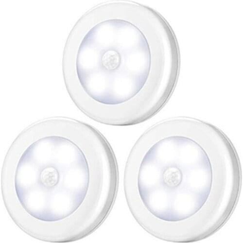 6LED Bead Sensor Night Light PIR Infrared Motion LED Bulbs Auto on And Off Closet Battery Power for Home Wall Lamp Cabinet Stair