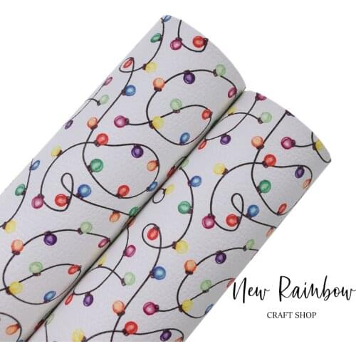 New Rainbow 30x22CM/Sheet DIY Synthetic Faux Leather Christmas & New Year Neon Lights Perfect For Making Homedeco, Crafts, Bows