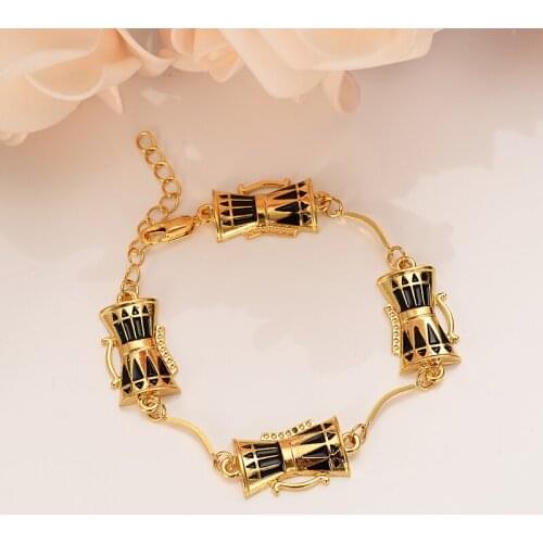 PNG Charm crystal handmade Drum Bracelet for Women Gold Christmas gift cute kids girls Hand Chain Jewelry anklets Arab gift