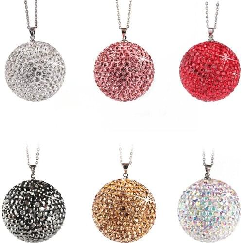 Car Pendants Crystal Rhinestone Ball Hanging Ornaments Auto Interior Rearview Mirror Decoration Accessories Christmas Decoration
