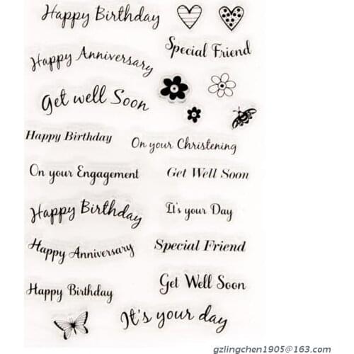 P8DE Happy Birthday Silicone Clear Seal Stamp DIY Scrapbooking Embossing Photo Album Decorative Paper Card