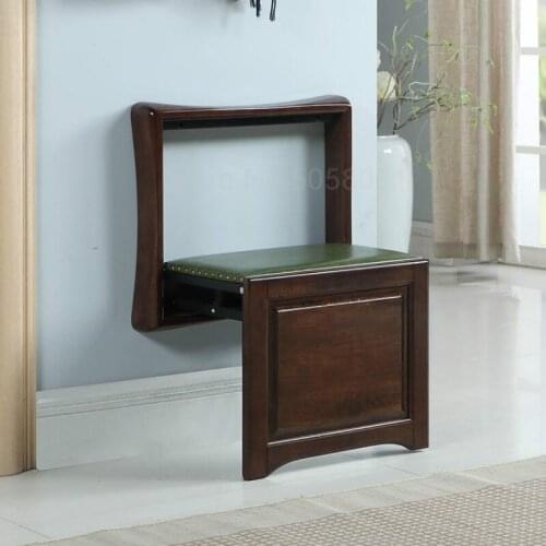 Folding shoe bench, shoe bench, wall hanging hanging stool, entrance porch, hidden solid wood folding chair