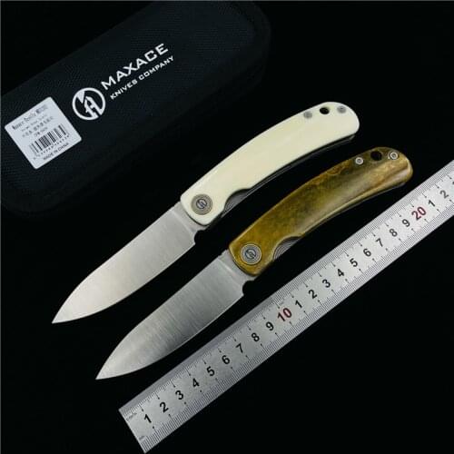 Maxace BEETLE Folding knife S90V blade Titanium/ cow bone handle Camp hunting outdoor fishing Survival knives EDC tools