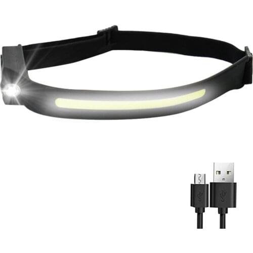 COB LED Headlamp Sensor Headlight Flashlight USB Rechargeable Head Lamp Torch