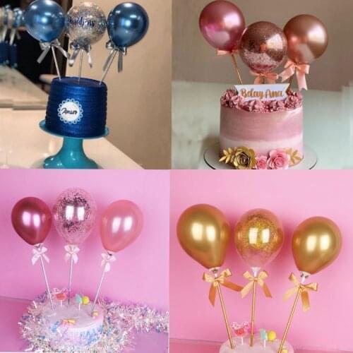 Creative Ballon Cake Topper Metal Rose Gold Balloon Cake Decorating Kids One 1st Birthday Wedding Baby Shower Party Decoration