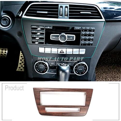 ABS Plastic Pine Wood Grain Interior Central Console CD Panel Frame Trim For Mercedes Benz C Class W204 2008-2013 1pcs