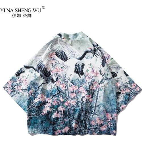 Oriental Japanese Traditional Costumes Men Fashion Kimono Haori Cardigan for Woman Summer Thin Jacket Beach Wear Cloak Coat