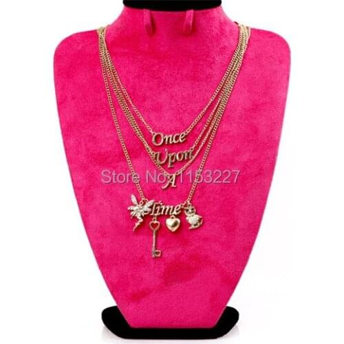 High quality once upon a time letter word choker multi layer necklace gold