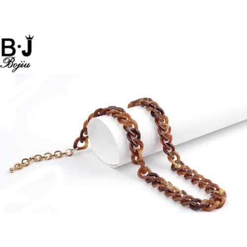 BOJIU Women Chain Necklace Plastic Resin Party Jewelry Charm Long Necklace Accessories Chain Necklace Fashion Gifts NKS082